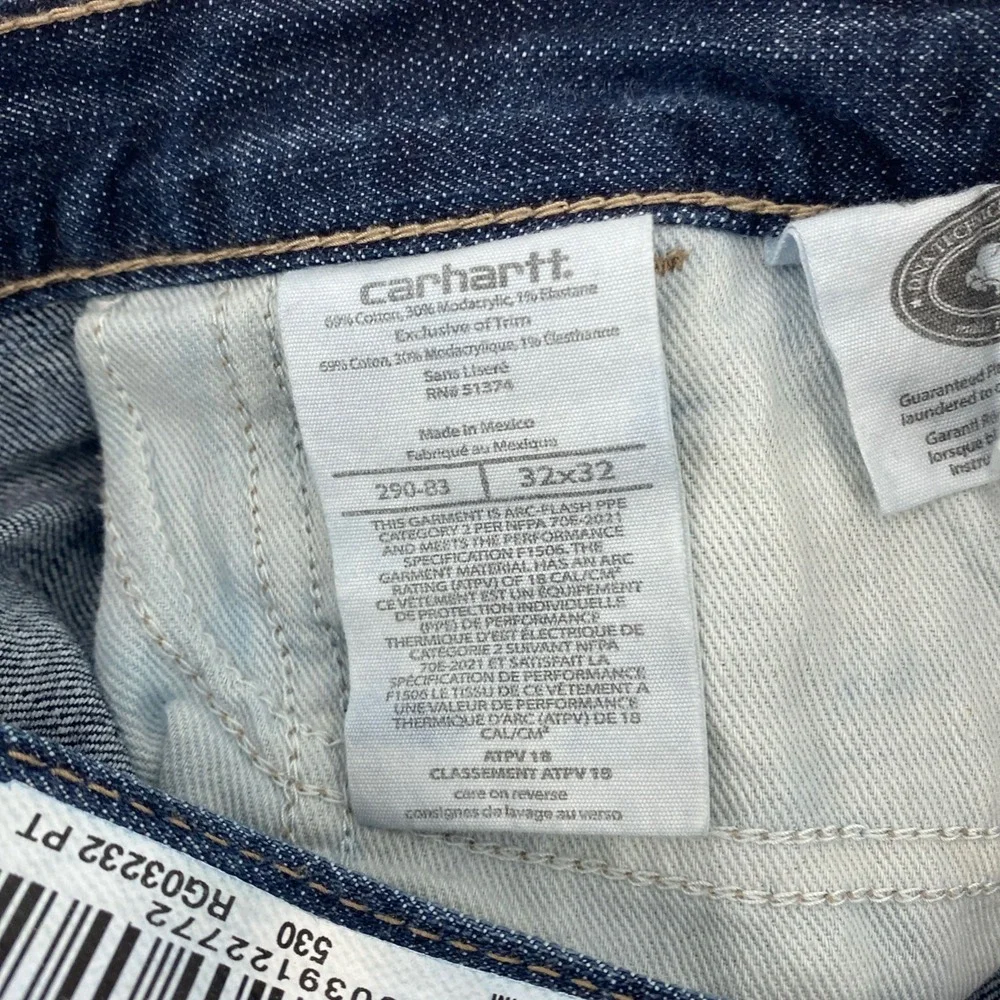 Carhartt FR Jeans Mens Tag 32x32 Fits 32x30.5 Dark Flame Resistant Work CAT 2